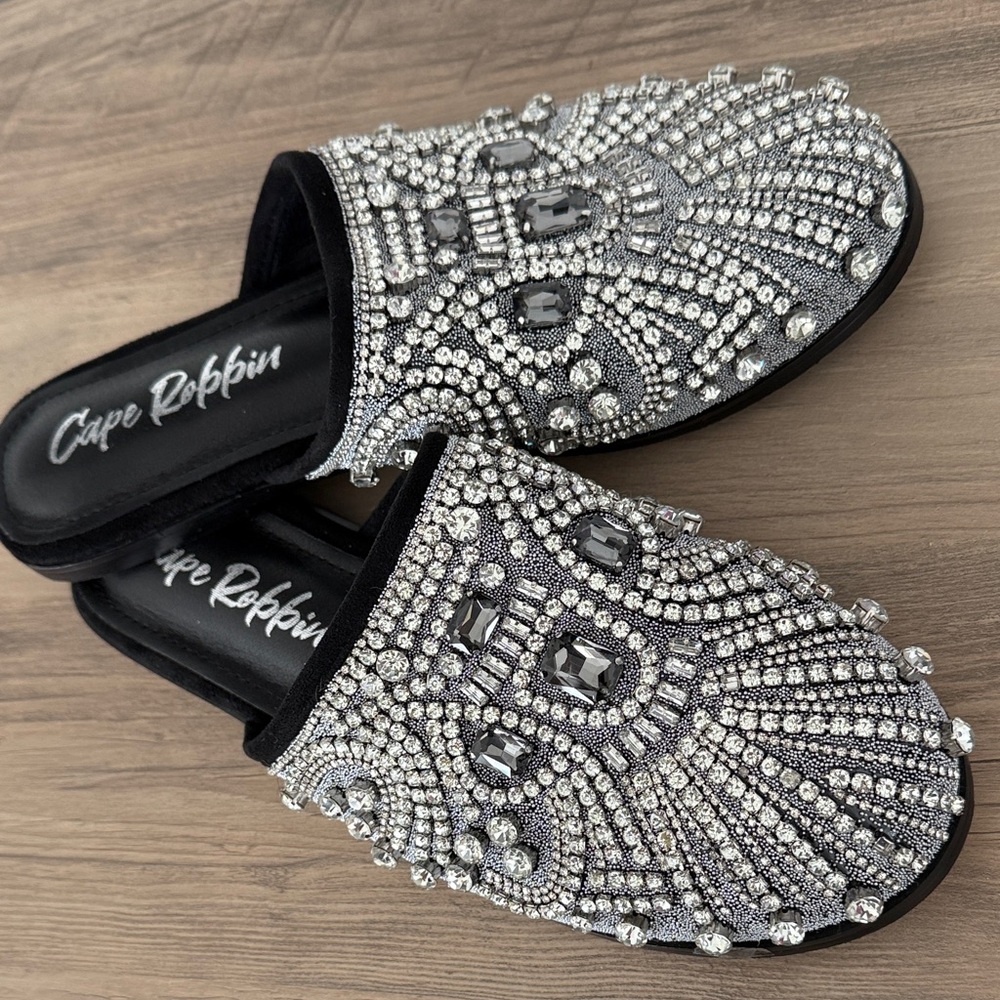 Cape Robbin Silver Rhinestone Mules - Picture 6 of 6